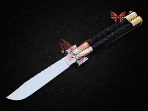 BF-82 Monitor Lizard balisong butterfly knife, D2 tool steel blade, brass and kamagong handle