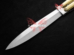 BF-63 Human balisong — high carbon steel blade, brass and kamagong wood handle (view 2)