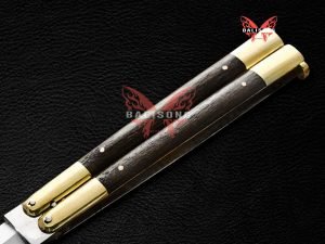 BF-63 Human balisong — high carbon steel blade, brass and kamagong wood handle (view 3)