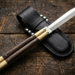 Goat Handmade VG10 Super Steel Original Filipino Balisong Butterfly Knife with Brass and Narra Wood Handle | 24cm EDC Flipper Gift for Him | BF-52
