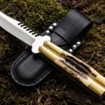 Antelope Handmade 440C Stainless Steel Original Filipino Balisong Butterfly Knife with Brass and Philippine Deer Horn Handle | 24cm EDC Flipper Gift for Him | BF-06