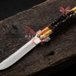 Chicken Handmade 440C Stainless Steel Original Filipino Balisong Butterfly Knife with Brass and Visayan Philippine Deer Horn Handle | 29cm Full Size Collector Gift | BF-23