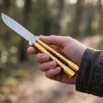 Bear Handmade 440C Stainless Steel Original Filipino Balisong Butterfly Knife with Brass and Kamagong Wood Handle | 24cm EDC Flipper Gift for Him | BF-13