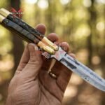 Crocodile Handmade VG10 Super Steel Original Filipino Balisong Butterfly Knife with Brass and Carabao Horn Handle | 29cm Full Size Collector Gift | BF-31