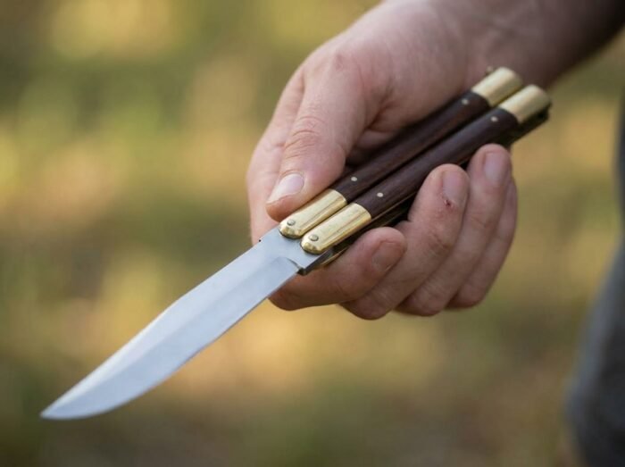 Deer Handmade VG10 Super Steel Original Filipino Balisong Butterfly Knife with Brass and Kamagong Wood Handle