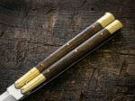 Close up of the Falcon balisong butterfly knife handle
