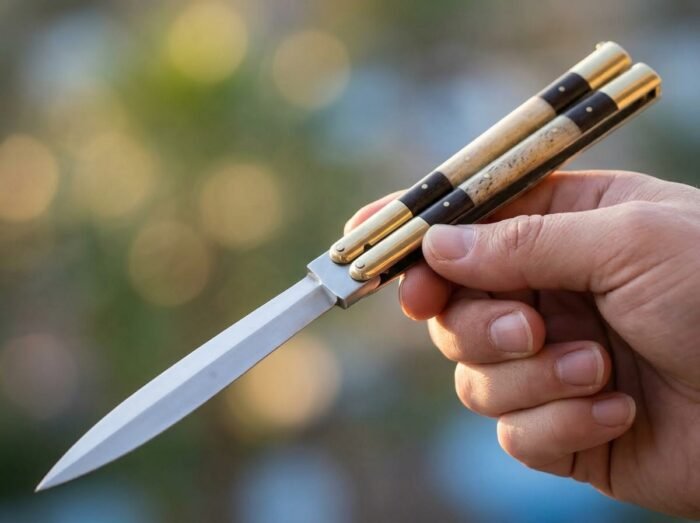 Glass Lizard balisong butterfly knife held in hand