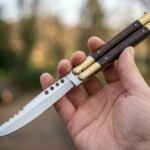 Glow Worm Handmade VG10 Super Steel Original Filipino Balisong Butterfly Knife with Brass and Kamagong Wood Handle | 24cm EDC Flipper Gift for Him | BF-51