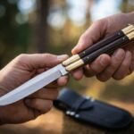 Heron Handmade High Carbon Steel Original Filipino Balisong Butterfly Knife with Brass and Kamagong Wood Handle | 24cm EDC Flipper Gift for Him | BF-58