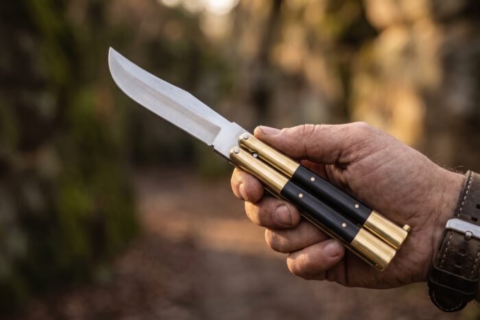 Ibis Handmade High Carbon Steel Original Filipino Balisong Butterfly Knife with Brass and Kamagong Wood Handle