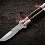 Crab Handmade VG10 Super Steel Original Filipino Balisong Butterfly Knife with Stainless Steel and Kamagong Wood Handle | 24cm Lightweight Flipper Gift | BF-28