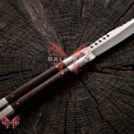 Common Buzzard Handmade VG10 Super Steel Original Filipino Balisong Butterfly Knife with Stainless Steel and Kamagong Wood Handle | 24cm Lightweight Flipper Gift | BF-26