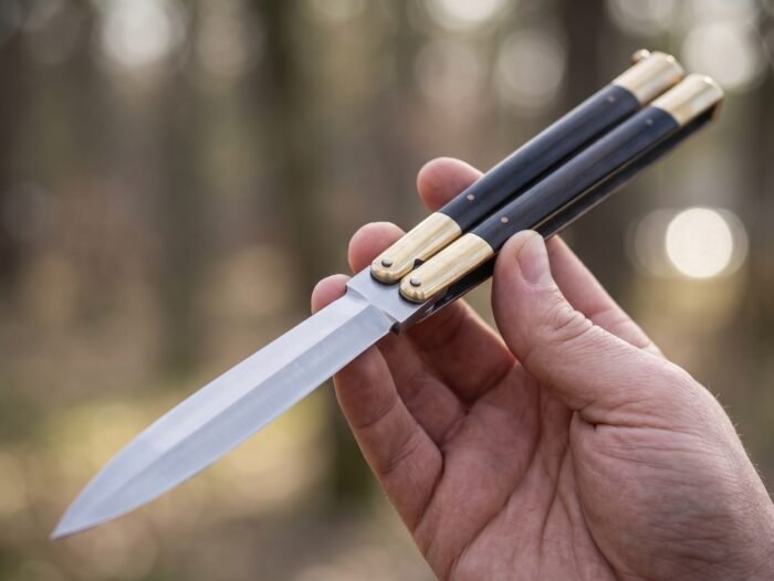 Long-Eared balisong butterfly knife held in hand