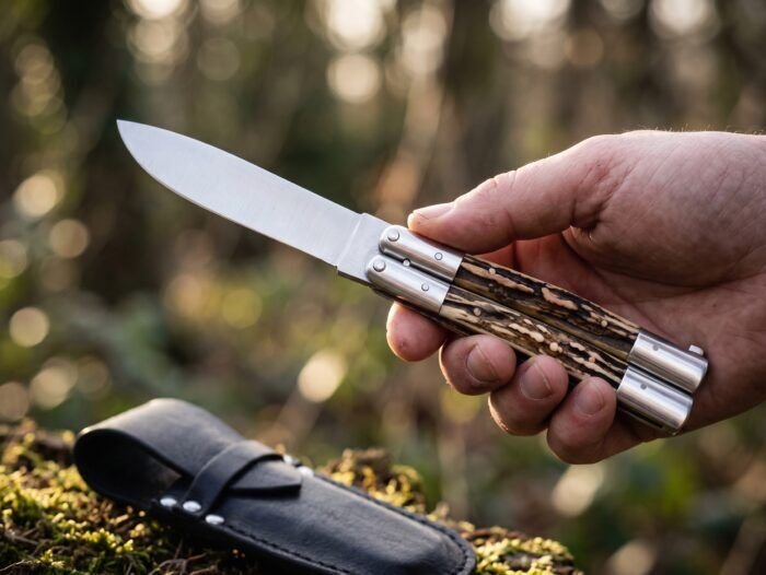 Musang Asian Palm Civet Handmade 440C Stainless Steel Original Filipino Balisong Butterfly Knife with Brass and Deer Horn Handle