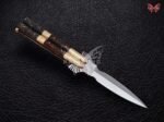 BF-106 Filipino Traditional D2 Steel Beautiful Dagger Blade Butterfly Balisong Knife USA Made Gift For Him With Rose Wood Handle - Image 2
