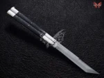 BF-129 Filipino Traditional Series Damascus Steel Beautiful Tanto Blade Butterfly Balisong Knife USA Made With Stag Horn Handle - Image 2