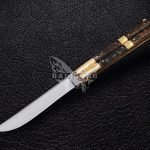 BF-115 Filipino Traditional D2 Steel Beautiful Blade Butterfly Balisong Knife USA Made Gift For Him With Rose Wood Handle Best Quality Knife