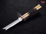 BF-119 Filipino Traditional D2 Steel Shark Blade Butterfly Balisong Knife USA Made Gift For Him With Stag Horn Handle
