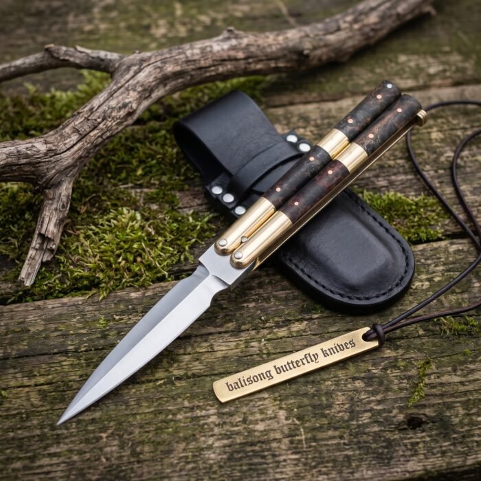 Bagani Filipino Traditional D2 Steel Beautiful Dagger Blade Butterfly Balisong Knife USA Made Gift For Him With Rose Wood Handle BF-111