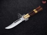 BF-97 Pandayan Traditional Series Hunting Balde D2 Steel Beautiful Butterfly Balisong Knife USA Made With Rose Wood Handle