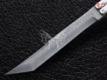 BF-129 Filipino Traditional Series Damascus Steel Beautiful Tanto Blade Butterfly Balisong Knife USA Made With Stag Horn Handle - Image 3