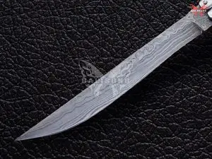BF-130 Philippine Visayan Damascus balisong butterfly knife — layered Damascus blade open (view 3)