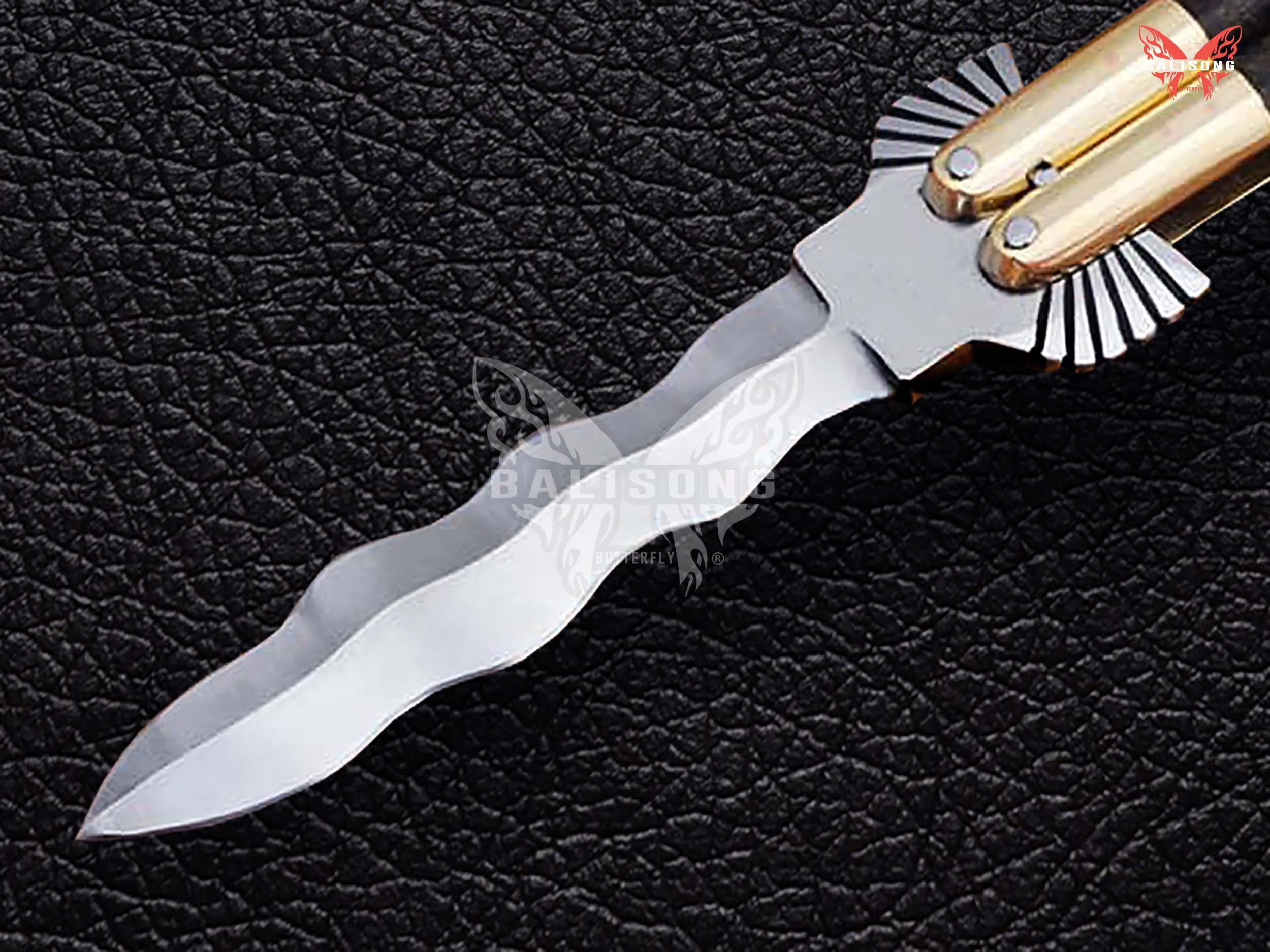 BF-107 Dagger SnakeFilipino Traditional D2 Steel Beautiful Blade Butterfly Balisong Knife USA Made Gift For Him With Rose Wood Handle - Image 3