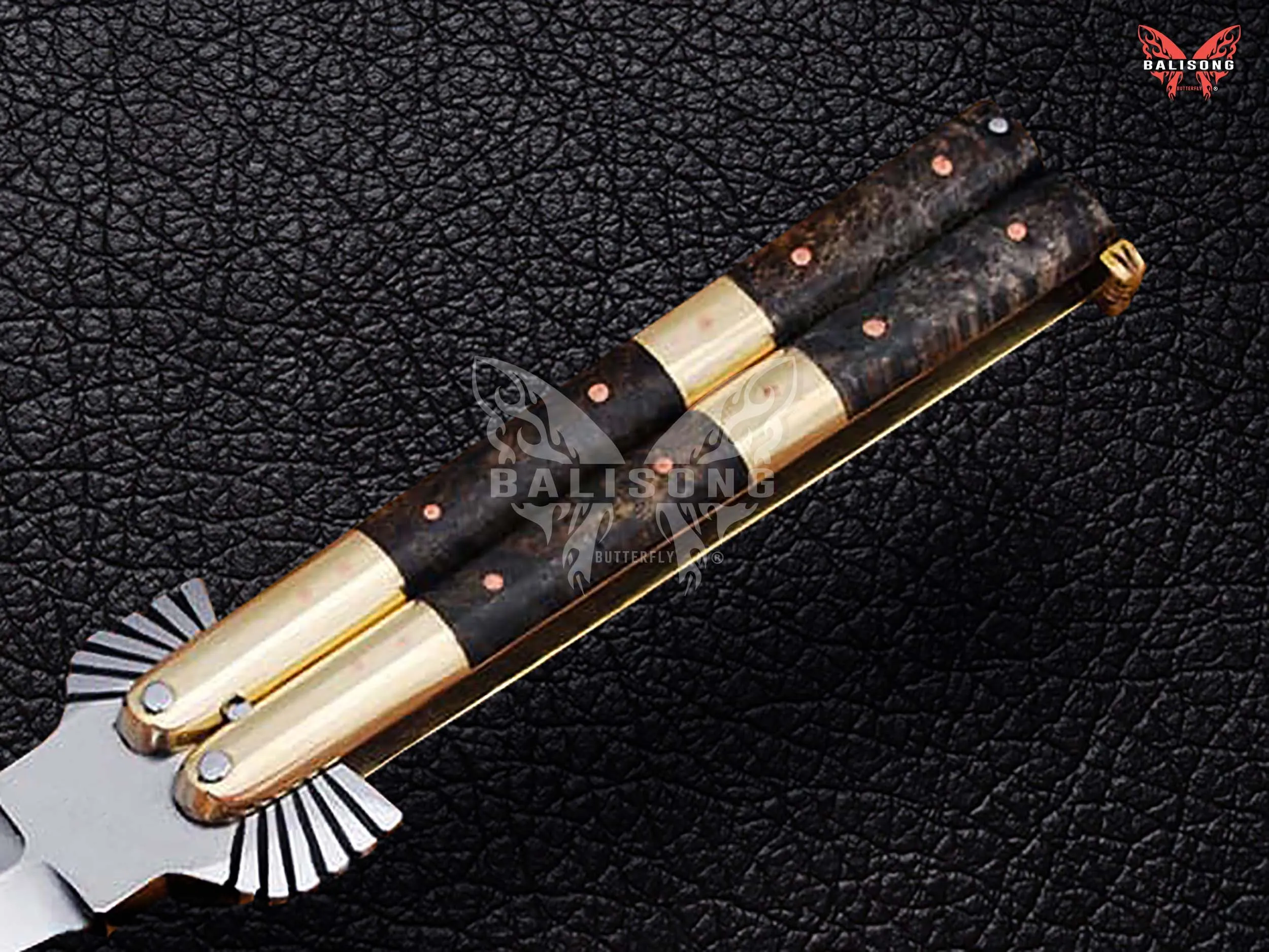 BF-107 Dagger SnakeFilipino Traditional D2 Steel Beautiful Blade Butterfly Balisong Knife USA Made Gift For Him With Rose Wood Handle - Image 5