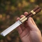 Bagwis Filipino Traditional Series D2 Steel Beautiful Tanto Blade Butterfly Balisong Knife USA Made With Rose Wood Handle BF-100