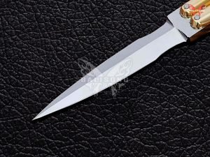 BF-95 Pandayan dagger balisong, high carbon blade, brass and narra burl wood handle (view 2)