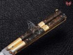 BF-115 Filipino Traditional D2 Steel Beautiful Blade Butterfly Balisong Knife USA Made Gift For Him With Rose Wood Handle Best Quality Knife - Image 4