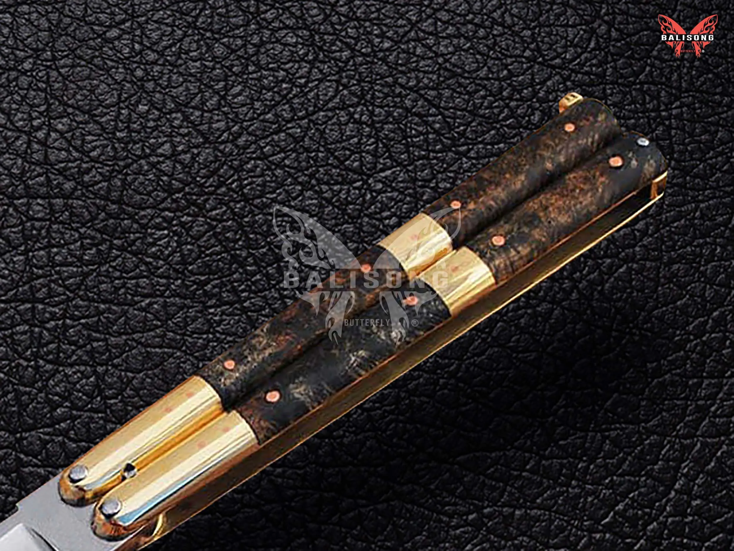 BF-115 Filipino Traditional D2 Steel Beautiful Blade Butterfly Balisong Knife USA Made Gift For Him With Rose Wood Handle Best Quality Knife - Image 4