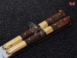 BF-96 Pandayan Traditional Series Hunting Balde D2 Steel Beautiful Butterfly Balisong Knife USA Made With Burl Wood Handle - Image 4