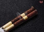 BF-99 Filipino Traditional Series D2 Steel Beautiful Butterfly Balisong Knife USA Made With Rose Wood Handle - Image 3