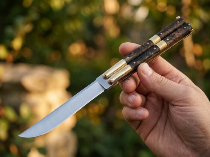 Kalayaan Filipino Traditional D2 Steel Beautiful Blade Butterfly Balisong Knife USA Made Gift For Him With Rose Wood Handle Best Quality Knife BF-115