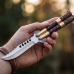 Molave Pandayan Traditional Series Hunting Balde D2 Steel Beautiful Butterfly Balisong Knife USA Made With Rose Wood Handle BF-97