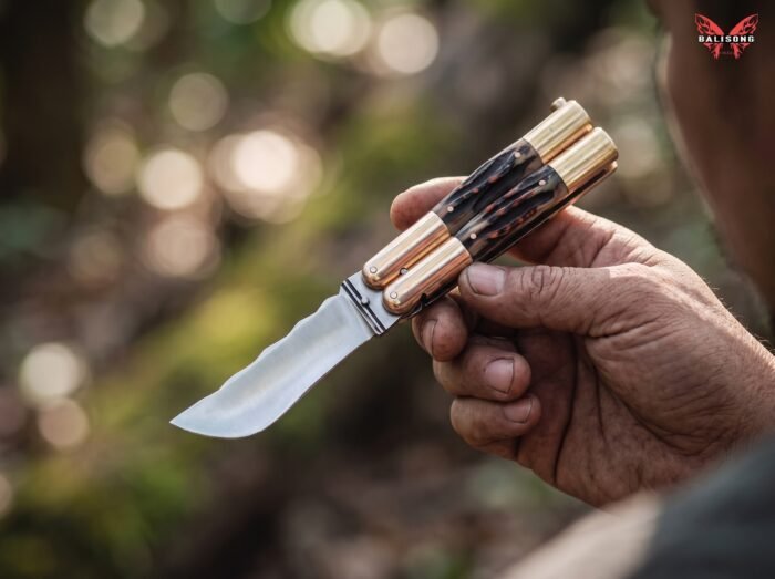 Munting Philippine Visayan D2 Steel Mini Butterfly Balisong Knife USA Made Gift For Him With Stag Horn Handle BF-120