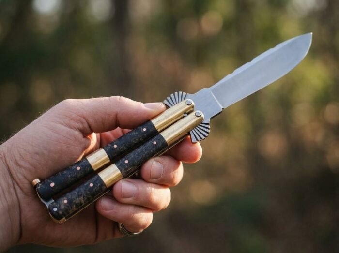 Tanglaw balisong butterfly knife held in hand