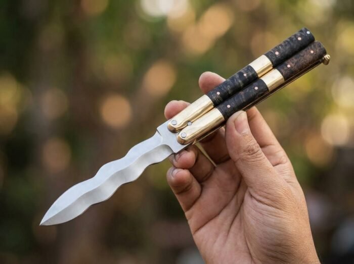 Ulupong Dagger Snake balisong butterfly knife held in hand