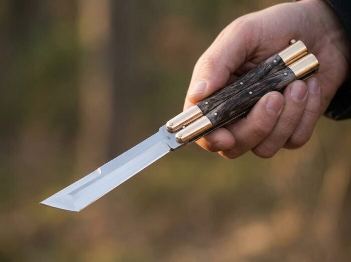 Yakal balisong butterfly knife held in hand