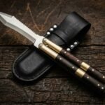Kawayan Handmade D2 Steel Balisong Knife | Rosewood & Brass Bolsters Handle | Premium Butterfly Knife with Leather Sheath BF-138