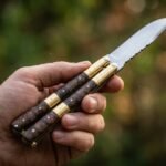 Diwa Handmade D2 Steel Balisong Knife | Rosewood & Brass Bolsters Handle | Premium Butterfly Knife with Leather Sheath BF-134