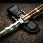 Lawin Handmade D2 Steel Balisong Double Edge Eagle Knife| Rose Wood & Brass Bolsters Handle | Premium Butterfly Knife with Leather Sheath BF-143