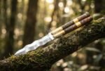 Handmade D2 Steel Balisong Double Edge Knife| Rosewood & Brass Bolsters Handle | Premium Butterfly Knife with Leather Sheath BF-137 - Image 4