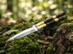Handmade D2 Steel Balisong Double Edge Knife| Rosewood & Brass Bolsters Handle | Premium Butterfly Knife with Leather Sheath BF-136 - Image 3