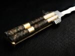 Handmade D2 Steel Balisong Double Edge Eagle Knife| Rose Wood & Brase Bolsters Handle | Premium Butterfly Knife with Leather Sheath BF-143 - Image 2