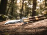 Handmade D2 Steel Balisong Knife with Eagle Shape Blade | Rosewood & Brass Bolsters Handle | Premium Butterfly Knife with Leather Sheath BF-133 - Image 4