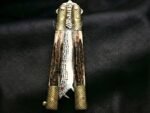 Hand Forged D2 Steel Balisong Snake Blade Knife| Stag & Brase Engraved Bolsters Handle | Premium Butterfly Knife with Snake Shape Leather Sheath BF-149 - Image 4