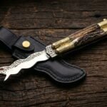 Ahas Hand Forged D2 Steel Balisong Snake Blade Knife| Stag & Brass Engraved Bolsters Handle | Premium Butterfly Knife with Snake Shape Leather Sheath BF-149