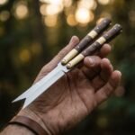 Anahaw Handmade D2 Steel Balisong Knife with Rosewood & Brass Bolsters Handle | Custom Butterfly Knife with Leather Sheath BF-131